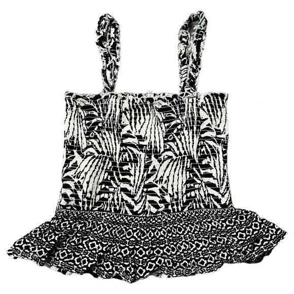 Patrons Of Peace Boho Palm Leaf Geo Print Smocked Peplum Top Size Medium - Picture 3 of 8